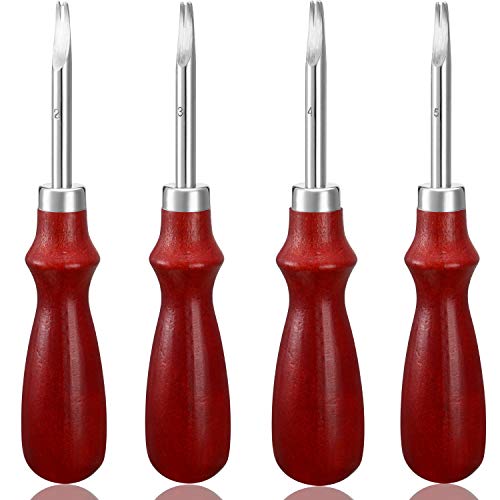 4 Stück Kanten-Lederschäler Handwerk Keen Edge Beveler Schneiden Beveling Leder Skiver Werkzeug für DIY (1,5 mm, 1,2 mm, 1,0 mm, 0,8 mm) von Mudder