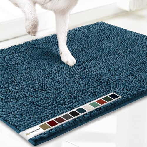 Muddy Mat® AS-SEEN-ON-TV Hochsaugfähige Mikrofaser-Fußmatte und Haustierteppich, rutschfest, dick, waschbar, für Küche, Schlafzimmer, drinnen und draußen, Atlantikblau, groß, 89 x 61 cm von Muddy Mat