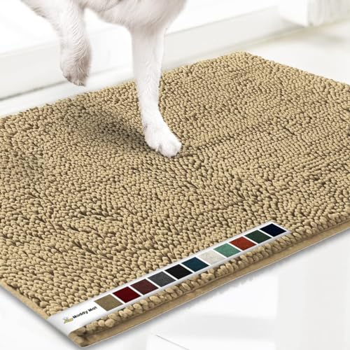 Muddy Mat AS-SEEN-ON-TV Hochsaugfähige Mikrofaser-Fußmatte und Haustierteppich, rutschfest, dick, waschbar, für Küche, Badezimmer, Schlafzimmer, drinnen und draußen, Beige, Größe S, 71,1 x 45,7 cm von Muddy Mat