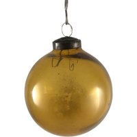 Runde Form Glas Dekorativer Hängeornament Kugel - Goldene Durchscheinende Weihnachtskugel -Traditionelle Weihnachtsdekoration Ornament I23-248 von MudraArtTreasures