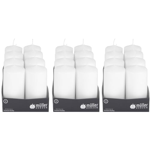 24 Gastro - Stumpenkerzen 120 x 60, Weiß, selbstverlöschende Sicherheits - Stumpenkerzen von Müller Kerzen