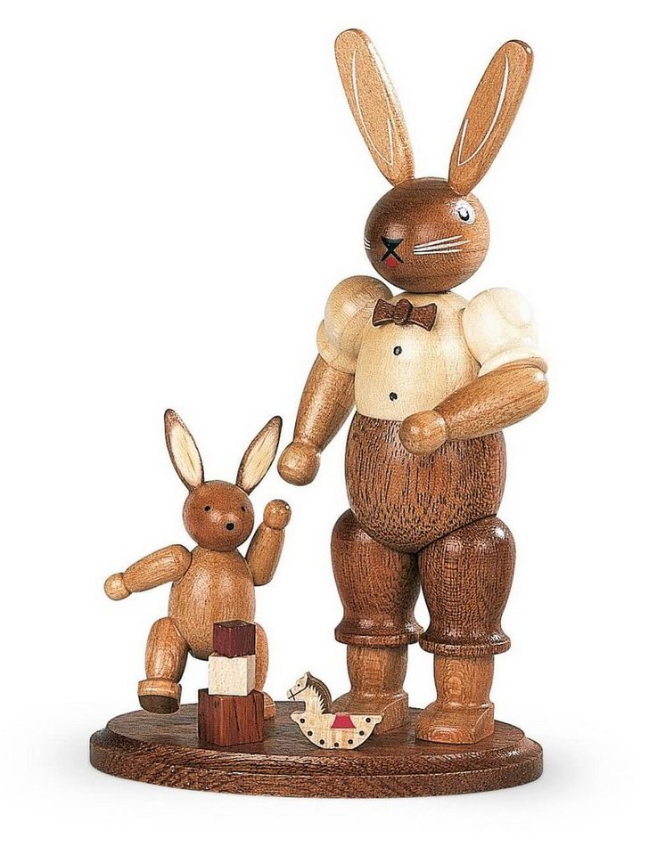 Müller Kleinkunst GmbH Seiffen Osterhase Hasenvater mit spielendem Kind, natur von Müller Kleinkunst, Original von Müller Kleinkunst! von Müller Kleinkunst GmbH Seiffen