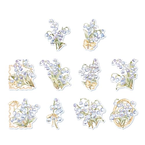 30 Stück Scrapbooking-Aufkleber, Mehrzweck-Blumen-DIY-dekorative Aufkleber für Handbuch, Notizbuch, Album (Maiglöckchen) von Mumusuki