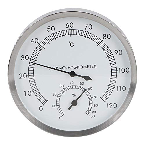 Mumusuki 2 in 1 Edelstahl-Thermo-Hygrometer Dampfbad Saunaraum-Thermometer Hygrometer Innenthermo-Hygrometer für Sauna-Dampfbad von Mumusuki