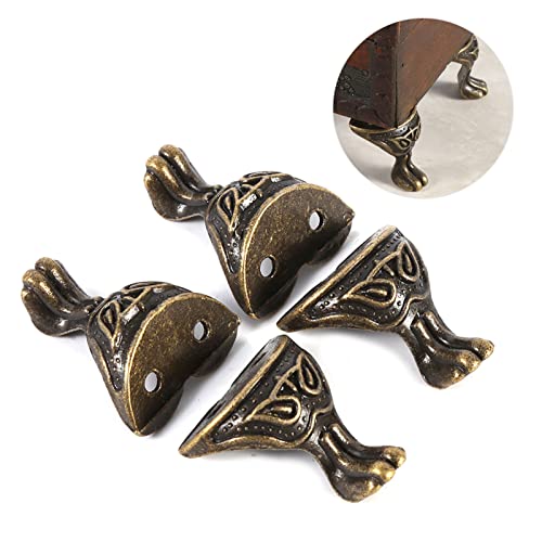 Mumusuki Antike Messing-Kastenbeine, 4 Stück Metalleckenschutz, Dekorative Möbelbeschläge für Kommode, Kleiderschrank, Teetisch von Mumusuki