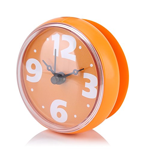 Mumusuki Duschuhr Baduhr Shower Clock Wasserdichte Saugwand Runde Form Spiegel Mini Dusche Saugnapf Zeitschaltuhr Bad-accessoires Cartoon Formen(Orange) von Mumusuki