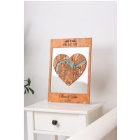 Home Sweet Zeichen, Benutzerdefinierte Holz Karte Wandkunst, Herzförmige Hölzerne Lagekarte, Housewarming Geschenk, Frisch Vermählte Geschenke von MurWoodHome