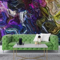 Abstrakte Bunte Illustration Tapete, Fluid Art Peel & Stick Selbstklebendes Wandbild Für Wohnzimmer, Schlafzimmer, Küche von MuraliumWallpapers