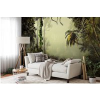 Nebelgrüne Dschungel Tapete, Palmen Und Wald Peel & Stick Abnehmbare Schlafzimmer Selbstklebende Natur Wand Wandbild von MuraliumWallpapers