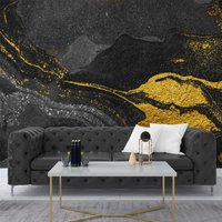 Schwarz-Gold Marmor Textur Tapete, Alkohol Tinte Effekt Peel & Stick Selbstklebend Luxus Wand Wandbild von MuraliumWallpapers