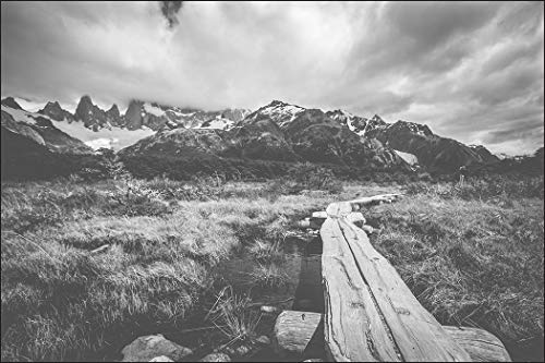 Muralo Fototapete Gebirge 180 x 270 cm Vlies Tapete Wandtapeten Berge Schwarz-Weiß Ausblick Wohnzimmer Schlafzimmer Moderne Wandbilder XXL Natur Landschaft Panorama Wand Dekoration von Muralo