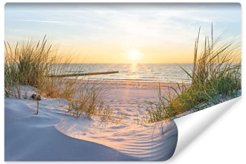 Muralo Fototapete Strand MEER Dünen Sonne Himmel Wasser Landschaft Natur 3D Effekt Moderne Wandtapete Wanddekoration für Wohnzimmer Schlafzimmer Esszimmer Br. 208cm x Hö. 146cm von Muralo