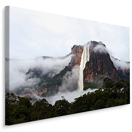 Muralo Leinwandbilder 120x80 Natur Wasserfall Salto Angel Venezuela Wasser Canvas Wandbild Kunstdruck Schlafzimmer Wohnzimmer Wanddekoration Design XXL Br. 120 cm x Hö. 80 cm Br. 120 cm x Hö. 80 cm von Muralo