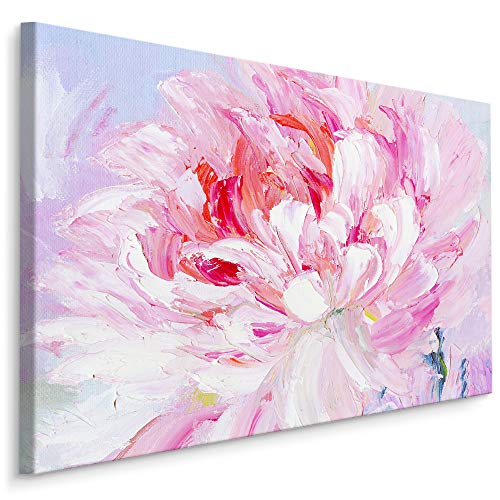 Muralo Leinwandbilder 120x80 Pfingstrosen Blumen Natur Leinwand Wandbild Kunstdruck Flora Pflanzen Blätter Blüten Schlafzimmer Wohnzimmer Wanddekoration Design XXL 357 Br. 120 cm x Hö. 80 cm von Muralo