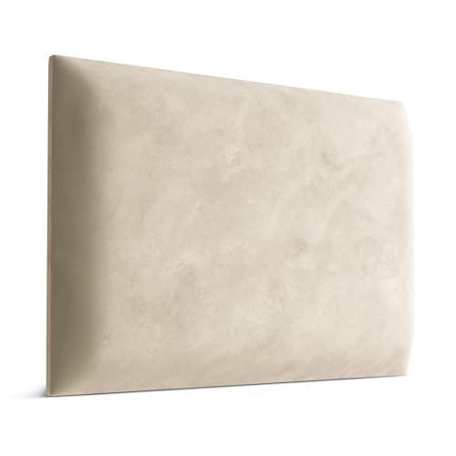 Muralo - Samt Wandkissen Stoff Polster-Paneel für Schlafzimmer Wohnzimmer Bett Wandpolster Bettkopfteil Lendekissen Modern Luxus Gepolstert Magic Velvet (Creme, 40 cm x 30 cm) von Muralo