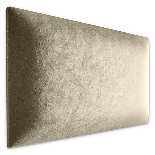 Muralo Samt Wandkissen Stoff Polsterpaneel Schlafzimmer Wohnzimmer Bett Wandpolster Bettkopfteil Lendekissen Modern Luxus Gepolstert Polster Paneel (Creme, 40 cm x 30 cm) von Muralo