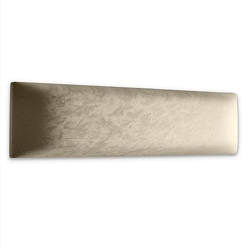 Muralo Samt Wandkissen Stoff Polsterpaneel Schlafzimmer Wohnzimmer Bett Wandpolster Bettkopfteil Lendekissen Modern Luxus Gepolstert Polster Paneel (Creme, 50cm x 15cm) von Muralo