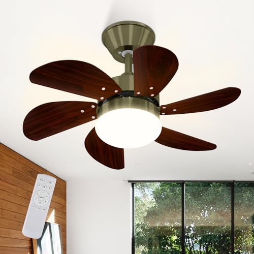 Mursche Deckenventilator mit Beleuchtung und Fernbedienung - Deckenlampe Ventilator Leise Wohnzimmerlampe 6 Flügeln Timing Design 75cm Deckenleuchte Modern E27 Fassung für Schlafzimmer Wohnzimmer von Mursche