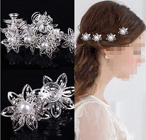 Musuntas 6er Set wunderschöne Sterne Blumen Haarspiralen Haarnadeln aus , Perle, Strass, Braut Hochzeit Perle Strass Haarschmuck Haarspiralen … von Musuntas