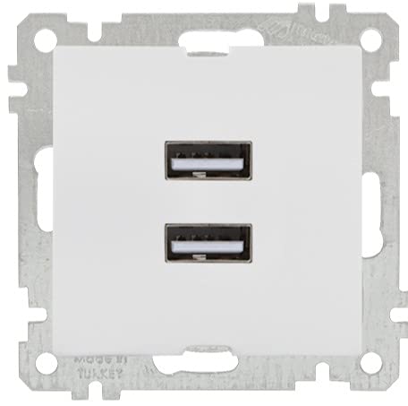 2fach Unterputz/Einbau USB Steckdose mit Ladefunktion weiß · Schalterserie Candela von Mutlusan