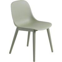 Stuhl Fiber Side Chair Wood Base staubiges grün von Muuto
