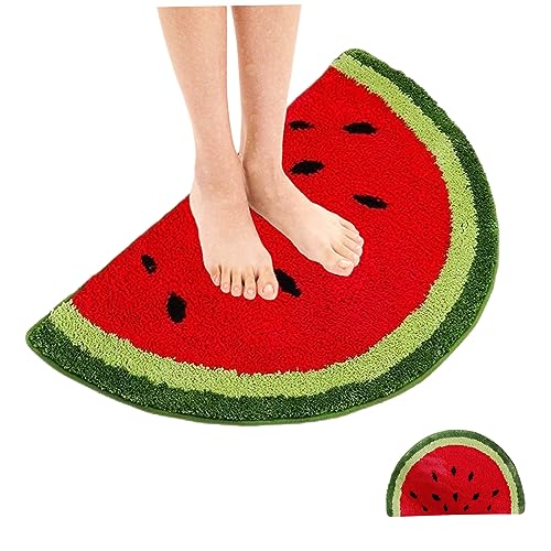 Muzrunq Wassermelon Teppich niedliche Wassermelon Fußmatte halbe runde Wasserabsorption Bad Nonrut von Muzrunq