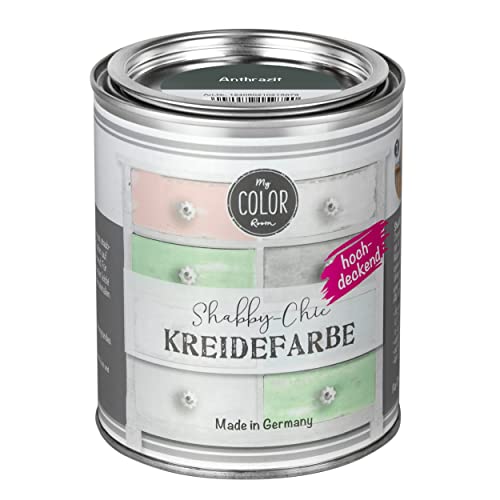 My COLOR Room Shabby Chic (Anthrazit - 750 ml) Kreidefarbe für Möbel im Innen- und Außenbereich - Kreidefarbe für Shabby Chic Farbe für Holz - Möbelfarbe In-/ Outdoor von My COLOR Room