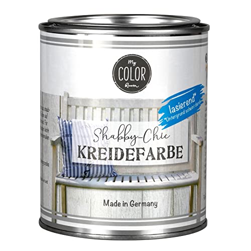 My COLOR Room Shabby Chic (Hellgrau - 750 ml) Kreidefarbe lasierend/transparent für Möbel im Innen- Außenbereich - Kreidefarbe für Shabby Chic Farbe für Holz - Möbelfarbe In- und Outdoor-Bereich von My COLOR Room