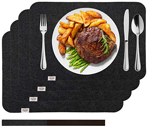 Edles Platzset aus Filz 4/8/12er Set - Tischset Abwischbar 44x30cm Filzuntersetzer - abwaschbare Tischuntersetzer Platzdecken Tisch-Matte (Anthrazit, 8er Set) von My-goodbuy24