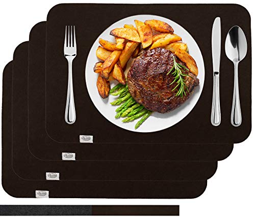 Edles Platzset aus Filz 4/8/12er Set - Tischset Abwischbar 44x30cm Filzuntersetzer - abwaschbare Tischuntersetzer Platzdecken Tisch-Matte (Braun, 8er Set) von My-goodbuy24