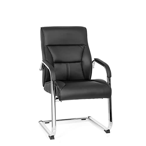 MyBuero Besucherstuhl Visiter CL110 Kunst-Leder Schwarz, Ergonomischer Freischwinger-Sessel zum Arbeiten & Relaxen mit Armlehne, Konferenz-Stuhl, Büro-Möbel, Home-Office, Warte-Zimmer, 725002 von MyBuero