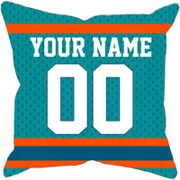 Miami Personalisierte Fußball-Jersey-Kissenbezug, Einzigartiges Individuelles Geschenk Für Nfl-Fans Mit Ihrem Namen Und Nummer Wahl-Fan-Kissenbezug von MyRedHotDeals