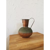 Große 24cm | 9" Kupfer Antike Vase Mit Gravur Und Henkel Für Große Sträuße Oder Als Wasserkrug von MySwissFind