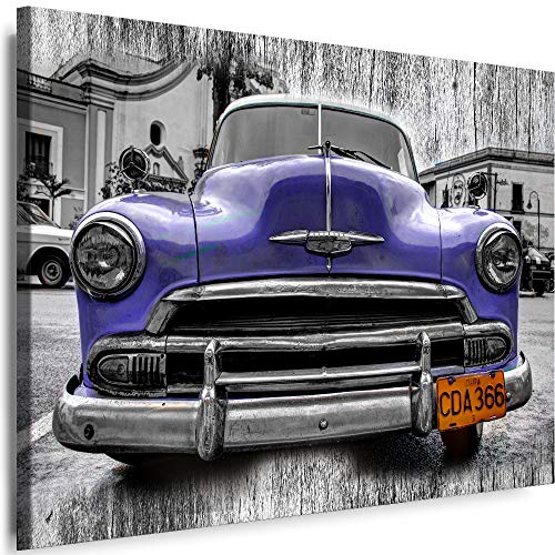 Myartstyle - Bilder Auto Oldtimer Kuba 60 x 40 cm Leinwandbilder XXL - 1 Teilige Wandbilder Oldtimer Kunstdrucke w-a-2024-13 von Myartstyle