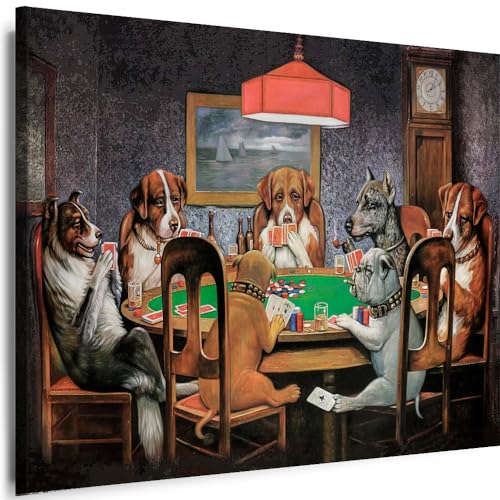 Myartstyle - Bilder Hunde Poker spielen Tiere 60 x 40 cm Leinwandbilder Xxl - 1 Teilige Wandbilder Kunstdrucke w-a-2048-19 von Myartstyle