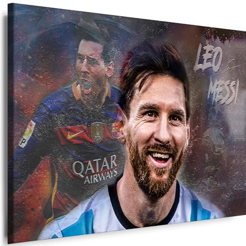 Myartstyle - Bilder Lionel Messi Fußball 60 x 40 cm Leinwandbilder Xxl - 1 Teilige Wandbilder Kunstdrucke w-a-2030-1 von Myartstyle