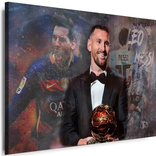 Myartstyle - Bilder Lionel Messi Fußball 60 x 40 cm Leinwandbilder Xxl - 1 Teilige Wandbilder Kunstdrucke w-a-2030-25 von Myartstyle