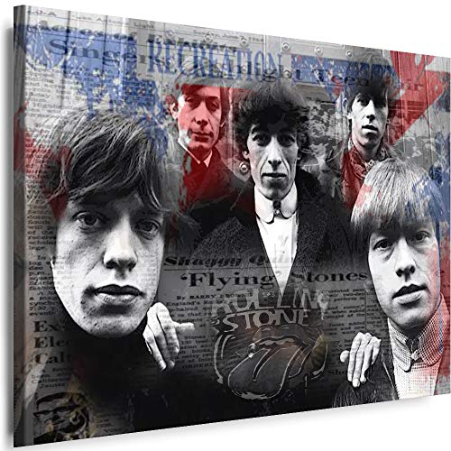 Myartstyle - Bilder Rolling Stones Band 60 x 40 cm Leinwandbild XXL - Wandbild 1 Teilig - Gerahmter Kunstdruck Musik w-s-2023-133 von Myartstyle