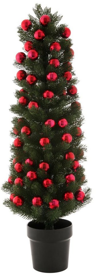 Myflair Möbel & Accessoires Künstlicher Weihnachtsbaum Weihnachtsdeko, künstlicher Christbaum, Tannenbaum, im Topf, mit roten Kugeln von Myflair Möbel & Accessoires