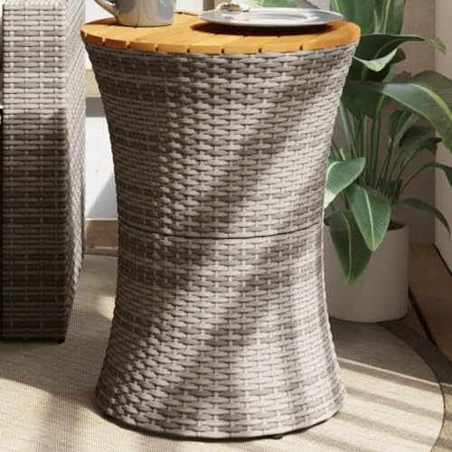 Myheimly Garten-Beistelltisch Trommelform Grau Poly Rattan & Massivholz Myheimly Garten-Beistelltisch Trommelform Grau Poly Rattan & Massivholz von Myheimly