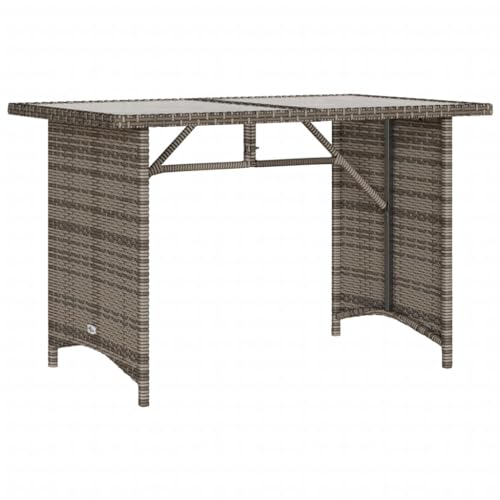 Myheimly Gartentisch mit Glasplatte Esstisch mit Stahlrahmen, Beistelltisch für Terrasse Garten, Tisch Gartenmöbel, Grau 110x68x70 cm Poly Rattan Myheimly Gartentisch mit Glasplatte Esstisch mit Stahlrahmen, Beistelltisch für Terrasse Garten, Tisch Gartenmöbel, Grau 110x68x70 cm Poly Rattan von Myheimly