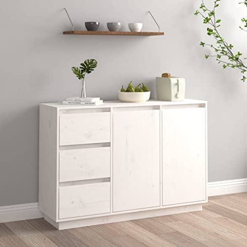 Myheimly Sideboard Kommode Anrichte Mehrzweckschrank Beistellschrank Standschrank Schrank Flurkommode mit Schubladen 111x34x75 cm Massivholz Kiefer Weiß Myheimly Sideboard Kommode Anrichte Mehrzweckschrank Beistellschrank Standschrank Schrank Flurkommode mit Schubladen 111x34x75 cm Massivholz Kiefer Weiß von Myheimly