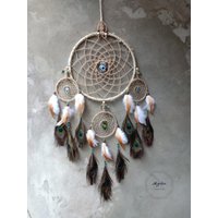 Großer Wandbehang Dekoration Traumfänger Wanddeko Pfauenfedern Natur von MysticcStore