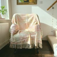 Weiche Überwurfdecke 4x6Ft Handgewebt Mit Regenbogenfarbenen Fäden/Handloomed Überwurf Aus 100% Baumwolle von MytriDesigns