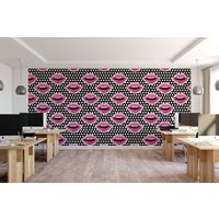 Pop Art Rosa Lippen Abnehmbare Tapete, Wandkunst, Tapete Schälen Und Aufkleben, Wandbild, Raumdekor, Salon Kunst, Akzentwand, Mw1709 von Mywallimages