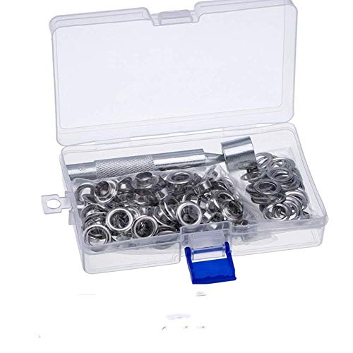 10 mm Ösen-Set Grommet Werkzeug Kit Scheiben Ösenzange Set, 10 mm Tülle Ösen,100 Sets Grommet Ösen, Ösen Scheiben und Grommet Ösen mit Aufbewahrungsbox von N\A