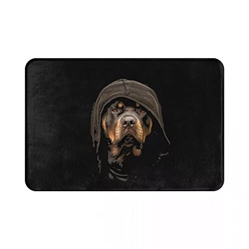 N/Ａ 3D Drucken Fußmatte Mit Kapuze Rottweiler Fußmatte Teppichmatte Teppich Polyester PVC rutschfest Bodendekor Bad Badezimmer Küche Balkon-20x28 inch von N/Ａ