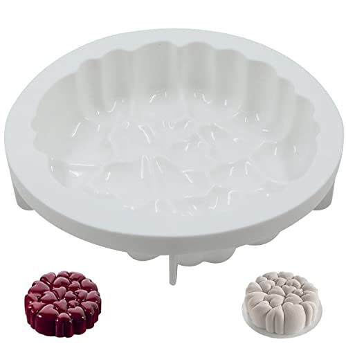 xtemtoamz Silikonform 3D Herz Kuchenform Backform - Großes Herzförmige Mousse Silikon Backwerkzeug für Schokolade, Süßigkeiten, Gelee, Brownis, Eiswürfel, Kuchen, Weiß, 21 * 21 * 4,5cm von xtemtoamz