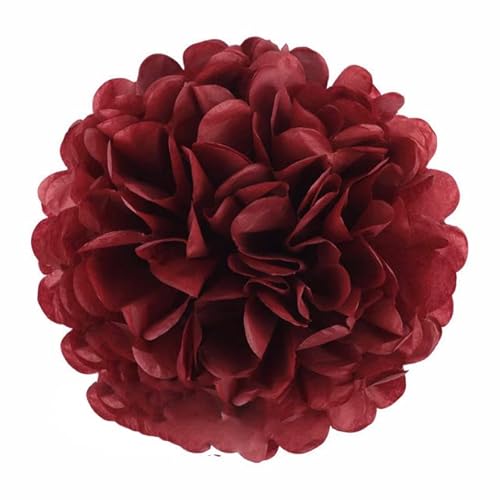 NAABHIKA 5 stücke 4 6 8 10 12 Zoll seidenpapier pom poms Hochzeit Party Papier Pompon Blume für hochzeitsdekoration Pompons pom pom-weinrot, 10 Zoll 25 cm von NAABHIKA