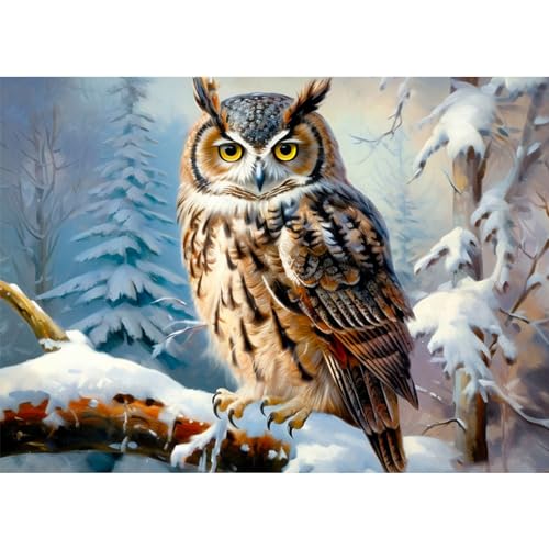 NAIMOER Diamond Painting Eule, Diamant Painting Erwachsene Diamond Painting Winter Erwachsene Bilder Tiere Diamant Painting Kinder 5D Diamant Malerei Stickerei für Home Décor(30x40cm) von NAIMOER